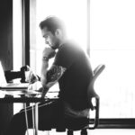 Caucasian man working shoot